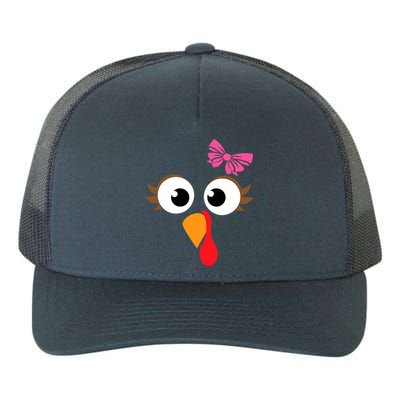 Pink Bow Thanksgiving Turkey Face Gift Yupoong Adult 5-Panel Trucker Hat