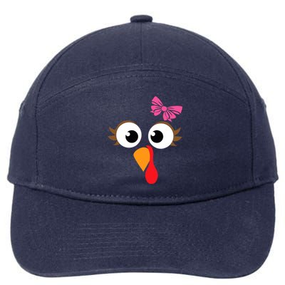 Pink Bow Thanksgiving Turkey Face Gift 7-Panel Snapback Hat