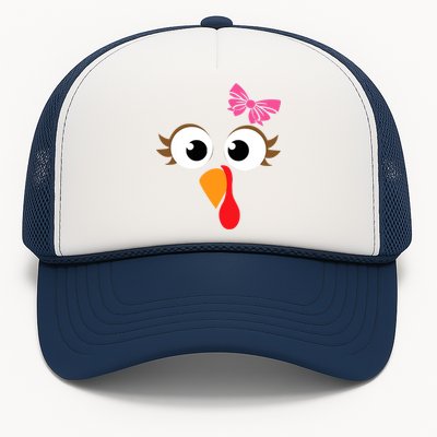 Pink Bow Thanksgiving Turkey Face Gift Trucker Hat