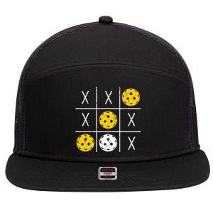 Pickleball Ball Tic-Tac-Toe Game XO-XO Funny 7 Panel Mesh Trucker Snapback Hat