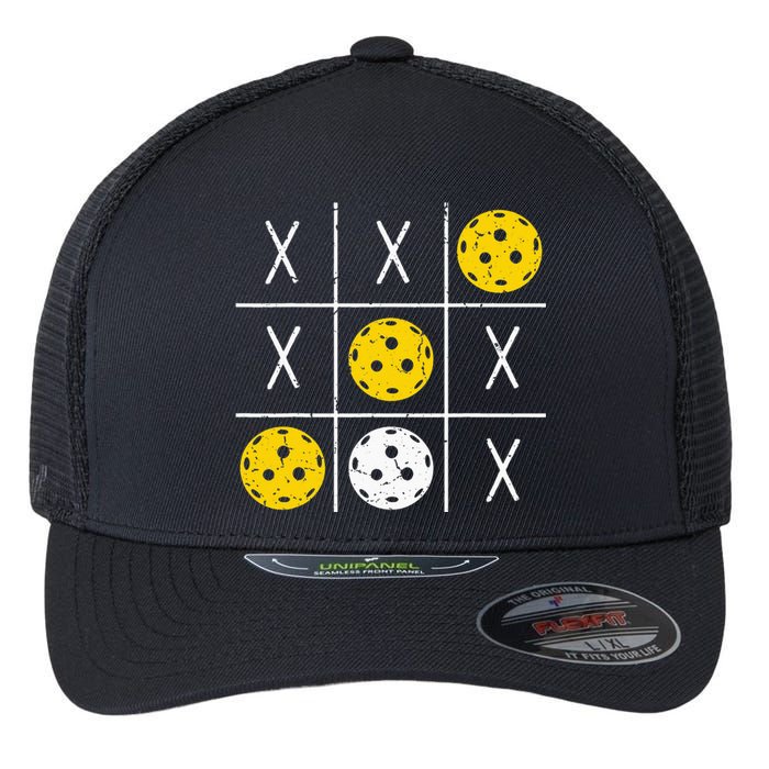 Pickleball Ball Tic-Tac-Toe Game XO-XO Funny Flexfit Unipanel Trucker Cap