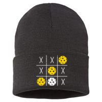 Pickleball Ball Tic-Tac-Toe Game XO-XO Funny Sustainable Knit Beanie