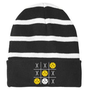 Pickleball Ball Tic-Tac-Toe Game XO-XO Funny Striped Beanie with Solid Band