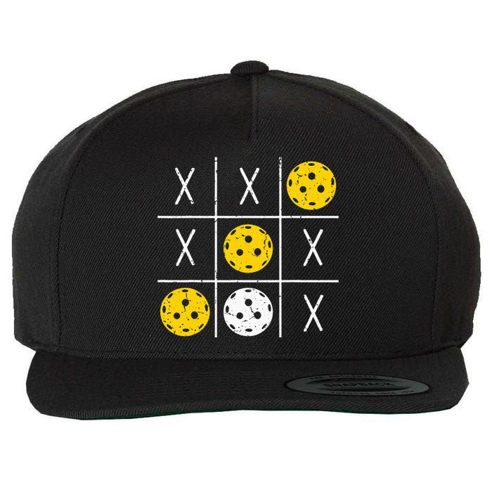 Pickleball Ball Tic-Tac-Toe Game XO-XO Funny Wool Snapback Cap