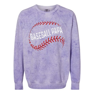 Papa Baseball Tee Grandson Funny Idea For Grandpa Colorblast Crewneck Sweatshirt