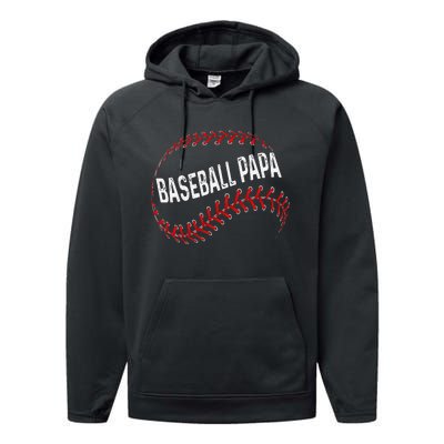 Papa Baseball Tee Grandson Funny Idea For Grandpa Performance Fleece Hoodie