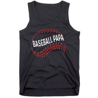 Papa Baseball Tee Grandson Funny Idea For Grandpa Tank Top