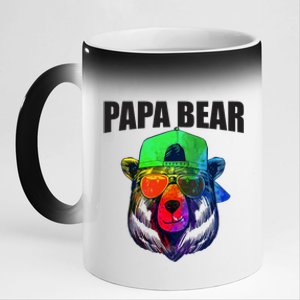 Papa Bear Tee Gift 11oz Black Color Changing Mug