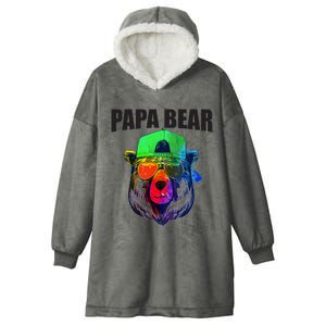 Papa Bear Tee Gift Hooded Wearable Blanket