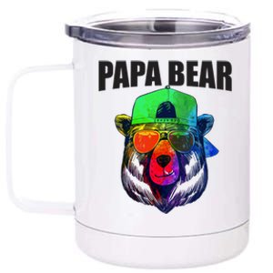 Papa Bear Tee Gift 12 oz Stainless Steel Tumbler Cup