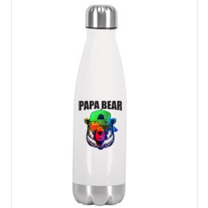 Papa Bear Tee Gift Stainless Steel Insulated Water Bottle