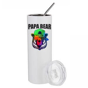 Papa Bear Tee Gift Stainless Steel Tumbler