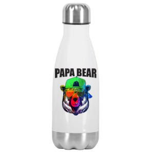 Papa Bear Tee Gift Stainless Steel Insulated Water Bottle