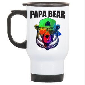 Papa Bear Tee Gift Stainless Steel Travel Mug