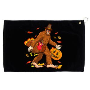 Pilgrim Bigfoot Turkey Retro Thanksgiving Sasquatch   Grommeted Golf Towel