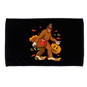 Pilgrim Bigfoot Turkey Retro Thanksgiving Sasquatch   Microfiber Hand Towel