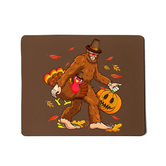 Pilgrim Bigfoot Turkey Retro Thanksgiving Sasquatch   Mousepad