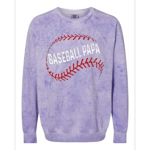 Papa Baseball Tee Grandson Funny Idea For Grandpa Colorblast Crewneck Sweatshirt