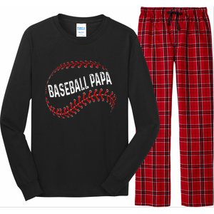 Papa Baseball Tee Grandson Funny Idea For Grandpa Long Sleeve Pajama Set