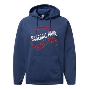 Papa Baseball Tee Grandson Funny Idea For Grandpa Performance Fleece Hoodie