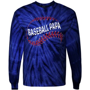 Papa Baseball Tee Grandson Funny Idea For Grandpa Tie-Dye Long Sleeve Shirt