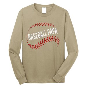 Papa Baseball Tee Grandson Funny Idea For Grandpa Long Sleeve Shirt