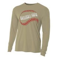 Papa Baseball Tee Grandson Funny Idea For Grandpa Cooling Performance Long Sleeve Crew