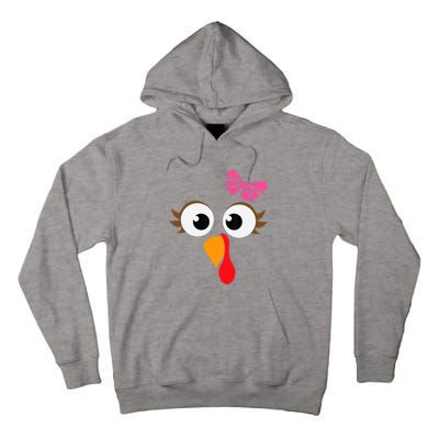 Pink Bow Thanksgiving Turkey Face Girl Tall Hoodie