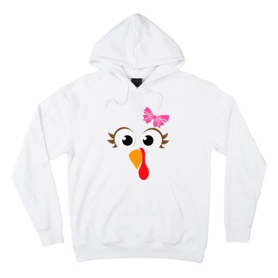 Pink Bow Thanksgiving Turkey Face Girl Hoodie