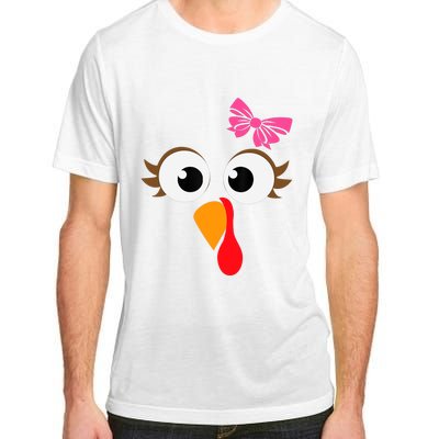 Pink Bow Thanksgiving Turkey Face Girl Adult ChromaSoft Performance T-Shirt