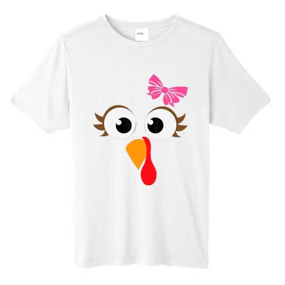 Pink Bow Thanksgiving Turkey Face Girl Tall Fusion ChromaSoft Performance T-Shirt