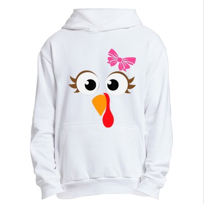 Pink Bow Thanksgiving Turkey Face Girl Urban Pullover Hoodie