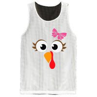 Pink Bow Thanksgiving Turkey Face Girl Mesh Reversible Basketball Jersey Tank