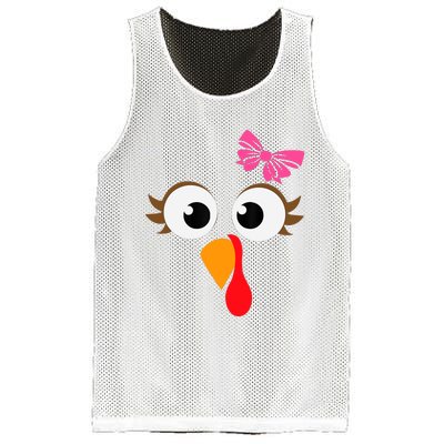 Pink Bow Thanksgiving Turkey Face Girl Mesh Reversible Basketball Jersey Tank