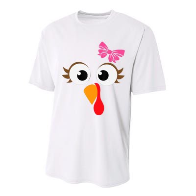 Pink Bow Thanksgiving Turkey Face Girl Performance Sprint T-Shirt