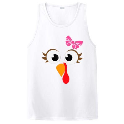 Pink Bow Thanksgiving Turkey Face Girl PosiCharge Competitor Tank