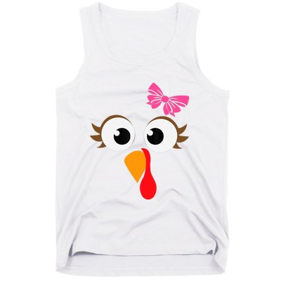 Pink Bow Thanksgiving Turkey Face Girl Tank Top