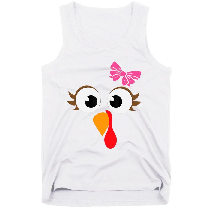 Pink Bow Thanksgiving Turkey Face Girl Tank Top