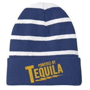 Powered By Tequila Striped Beanie with Solid Band