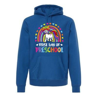 Preschool Back To School Great Gift Happy First Day Of Preschool Gift Premium Hoodie