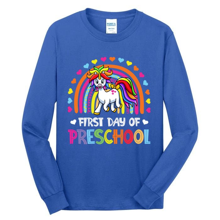 Preschool Back To School Great Gift Happy First Day Of Preschool Gift Tall Long Sleeve T-Shirt