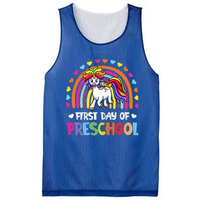 Preschool Back To School Great Gift Happy First Day Of Preschool Gift Mesh Reversible Basketball Jersey Tank