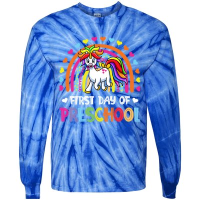 Preschool Back To School Great Gift Happy First Day Of Preschool Gift Tie-Dye Long Sleeve Shirt