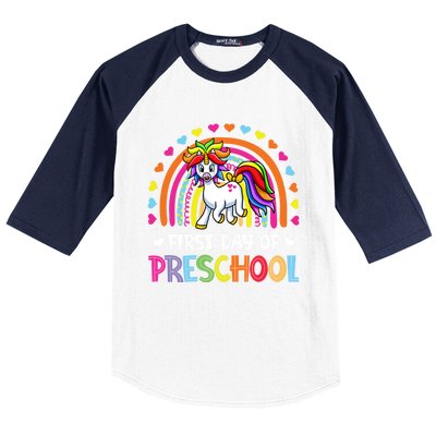 Preschool Back To School Great Gift Happy First Day Of Preschool Gift Baseball Sleeve Shirt