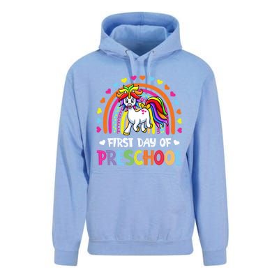 Preschool Back To School Great Gift Happy First Day Of Preschool Gift Unisex Surf Hoodie