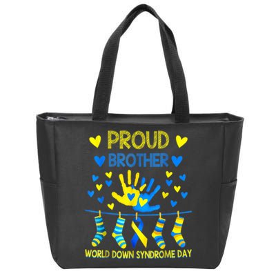 Proud Brother T21 World Down Syndrome Awareness  Day Ribbon Zip Tote Bag