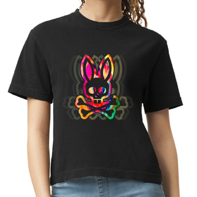 PsychedelicA Bunny Tie Dye Skull And Crossbones Comfort Colors Boxy T-Shirt