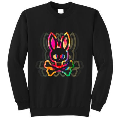 PsychedelicA Bunny Tie Dye Skull And Crossbones Sweatshirt