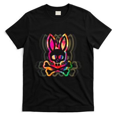 PsychedelicA Bunny Tie Dye Skull And Crossbones T-Shirt