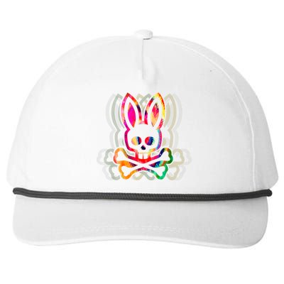 PsychedelicA Bunny Tie Dye Skull And Crossbones Snapback Five-Panel Rope Hat